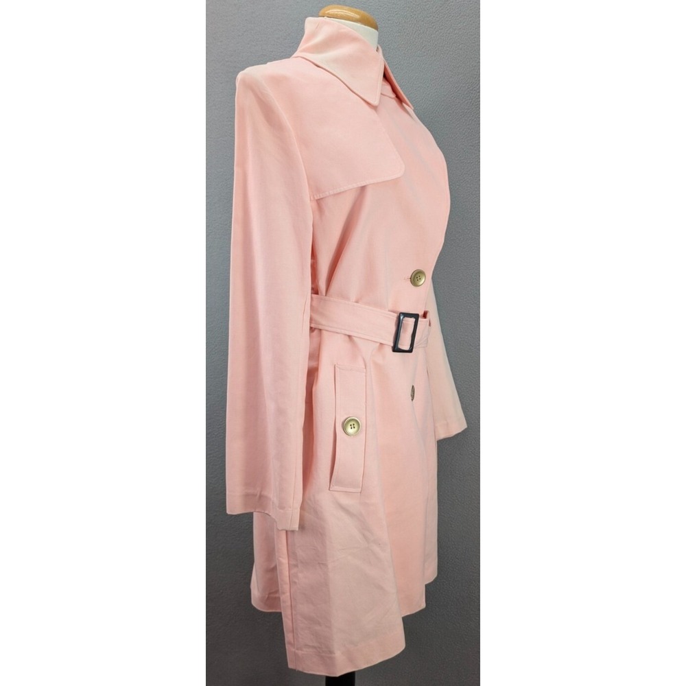 Vintage Seven City Women's L Belted Rain Trench‎ Coat Old Money Pastel Pink NWT - Picture 11 of 16